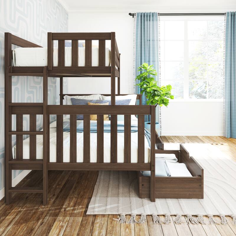 Max and Lily Twin over Full Bunk Bed with Ladder and Storage Drawers