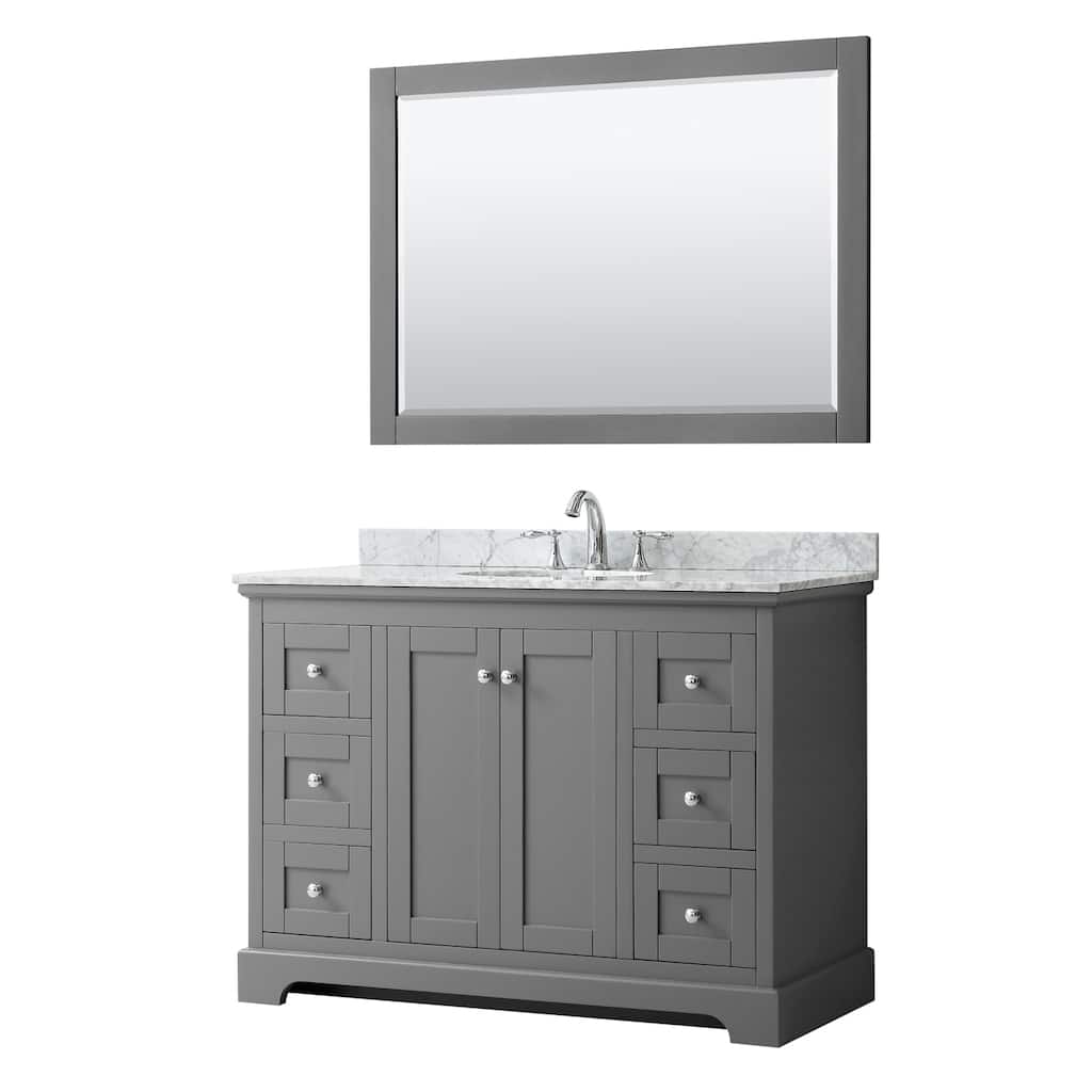 Avery 48-inch Single Vanity, Marble Top, Oval Sink, 46-inch Mirror
