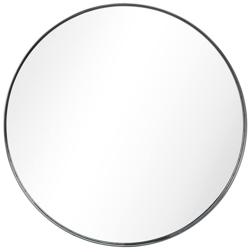 Ultra Stainless Steel Round Wall Mirror- 30"x30" - 30" x 30" - Plished Silver