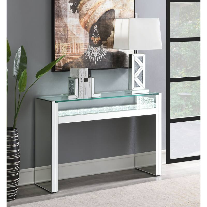 Edna Mirrored Acrylic Console Table LED Lighting Silver