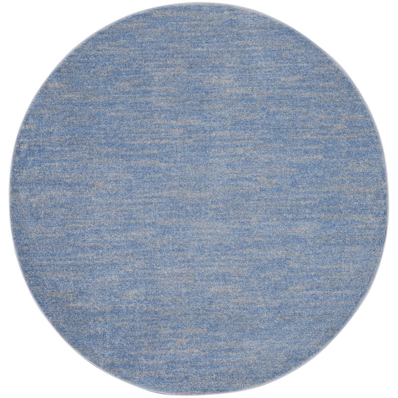 Nourison Modern Solid Indoor/Outdoor Area Rug - 6' Round - Blue/Grey