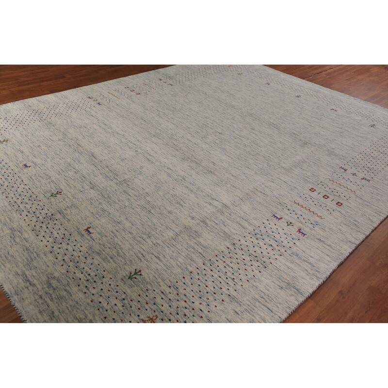 Tribal Gabbeh Oriental Rug Hand-Knotted Living Room Wool Carpet - 9'0" x 11'7"