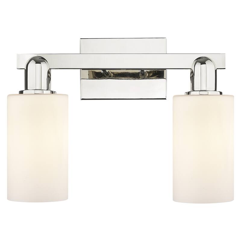 Innovations Lighting 716-2W-11-15 Clymer Vanity Clymer 2 Light 15" - Polished Nickel / Matte White
