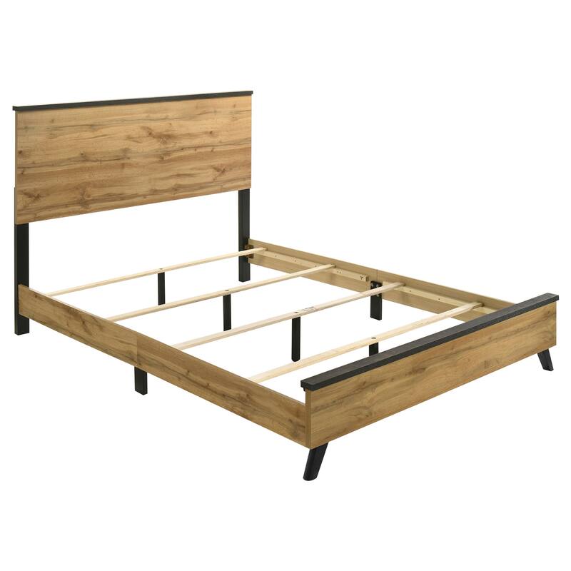 Rustic Wooden Queen Bed Frame with Weathered Brown Finish