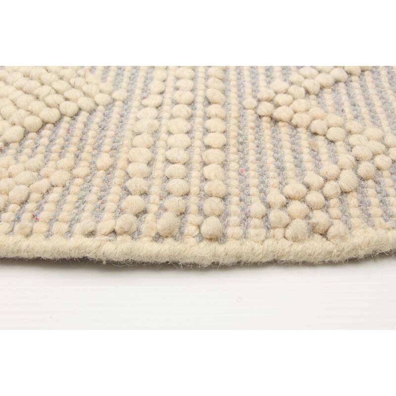 ECARPETGALLERY Braid weave Sienna Grey, Grey Wool Rug - 5'9 x 5'9