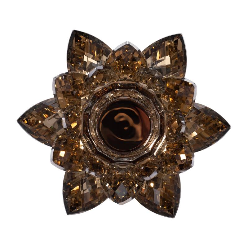 Iridescent Glass Crystal Lotus Votive Candle Holder