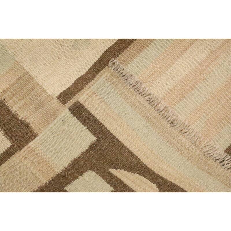Hand Woven Oriental 100% Wool Carpet Southwestern Tribal Green Kilim Area Rug - 8' 5'' X 5' 2''