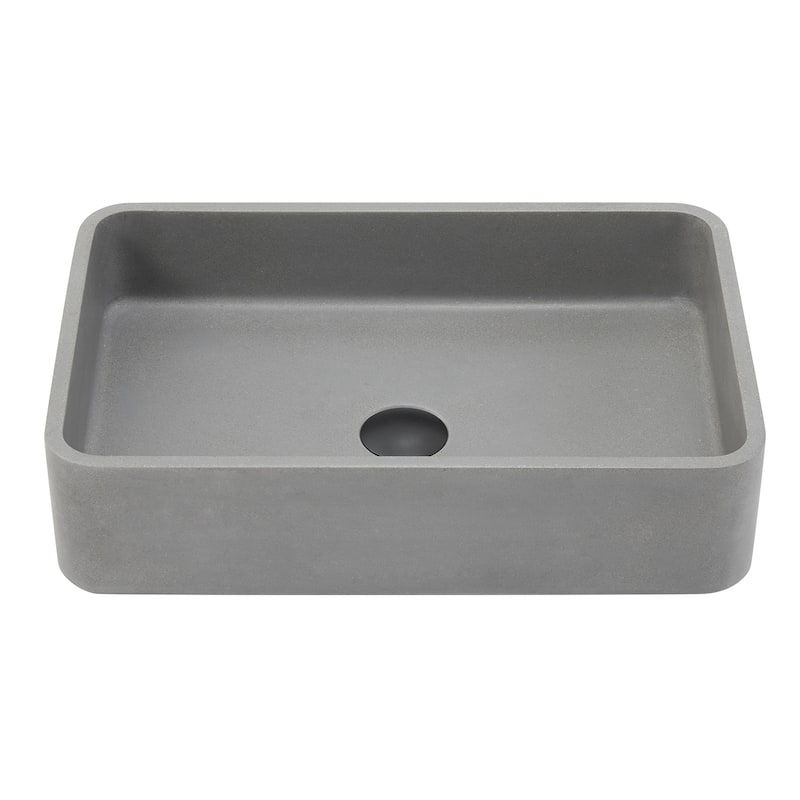 Vinnova Avila Grey Concrete Rectangular Vessel Bathroom Sink - 19.7"L×12.8"W×4.7"H - 19.7"L×12.8"W×4.7"H - Grey