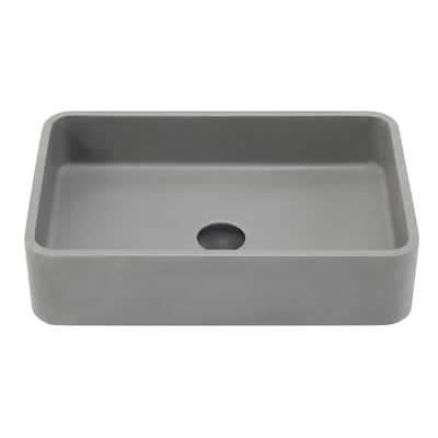 Vinnova Avila Grey Concrete Rectangular Vessel Bathroom Sink - 19.7"L×12.8"W×4.7"H