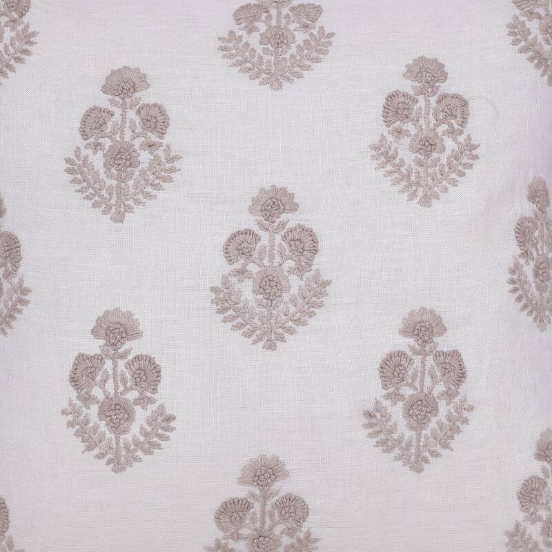 Handwoven Floral Damask Square Throw Pillow - 20" - Cream and Taupe