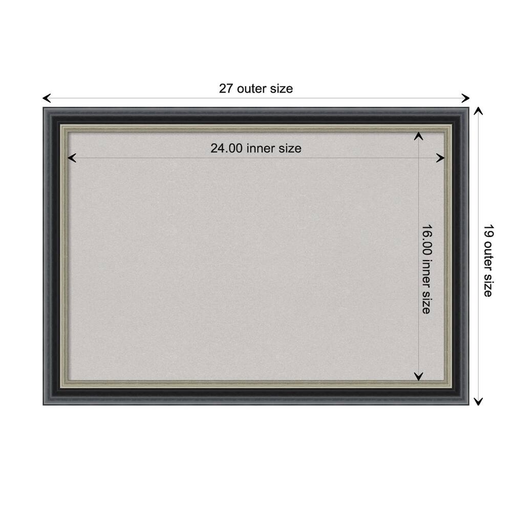 Theo Black Silver Wood Framed Grey Corkboard Bulletin Board