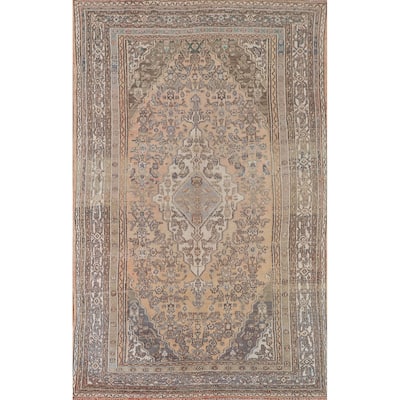 Traditional Hamedan Persian Vintage Rug Hand-Knotted Wool Carpet - 6'7"x 10'0"