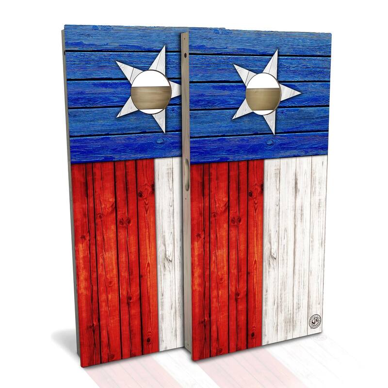 Texas Flag Outdoor Cornhole Board Set - Premium 2x4 - Include Hole Lights