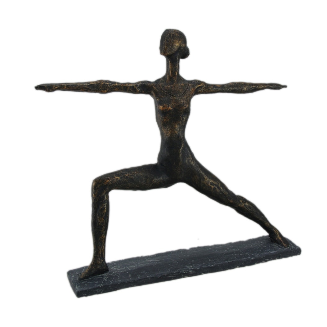 Shop Antique Bronze Finish Abstract Warrior Ii Pose Yoga Statue