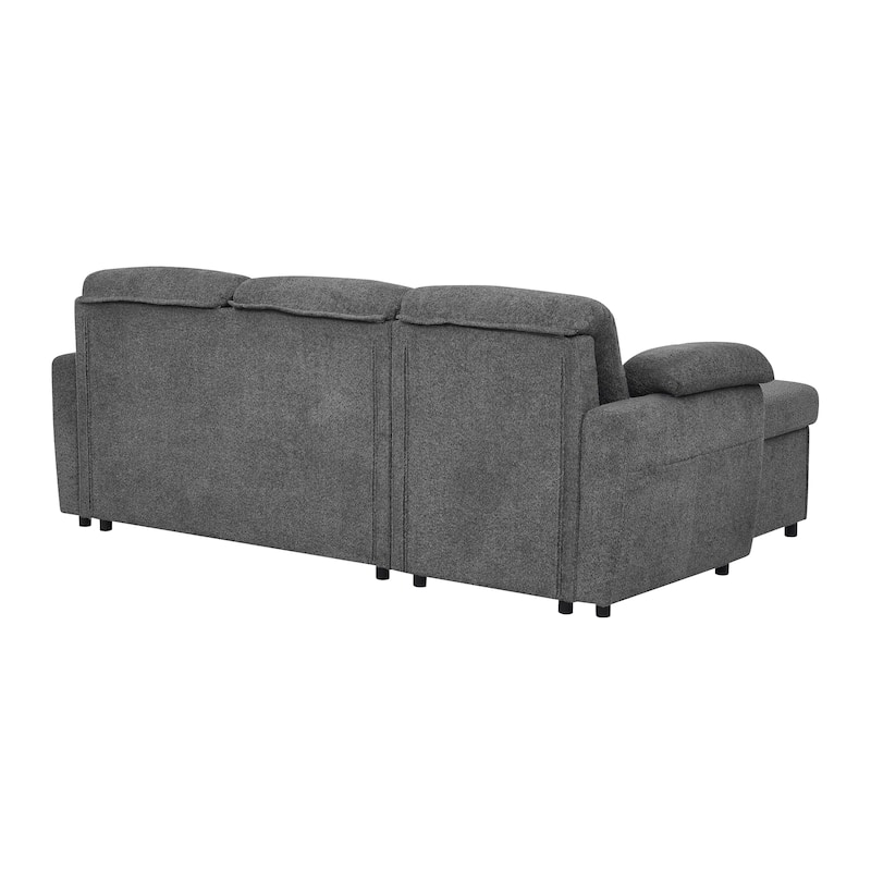 3 in 1 Convertible Sleeper Sofa Couch, 86.2 Inch L Shaped Sectional Sofa with Built In Storage Chaise and Pull Out Bed