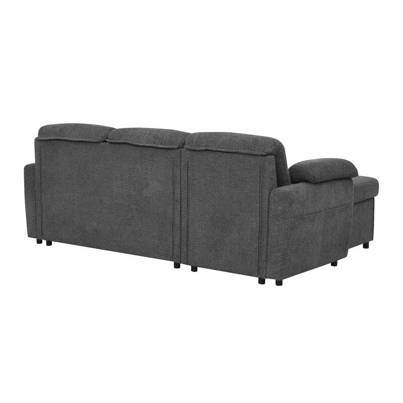 3-in-1 Pull-Out Convertible Sofa Bed with Storage, Gray, Polyester