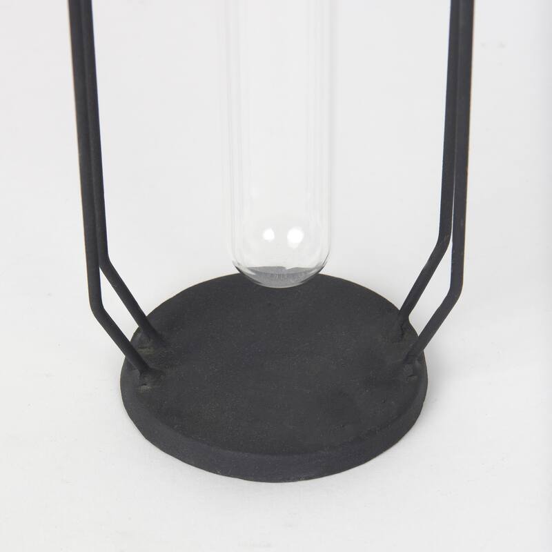 Aria Small Black Metal & Glass Vial Decorative Accent