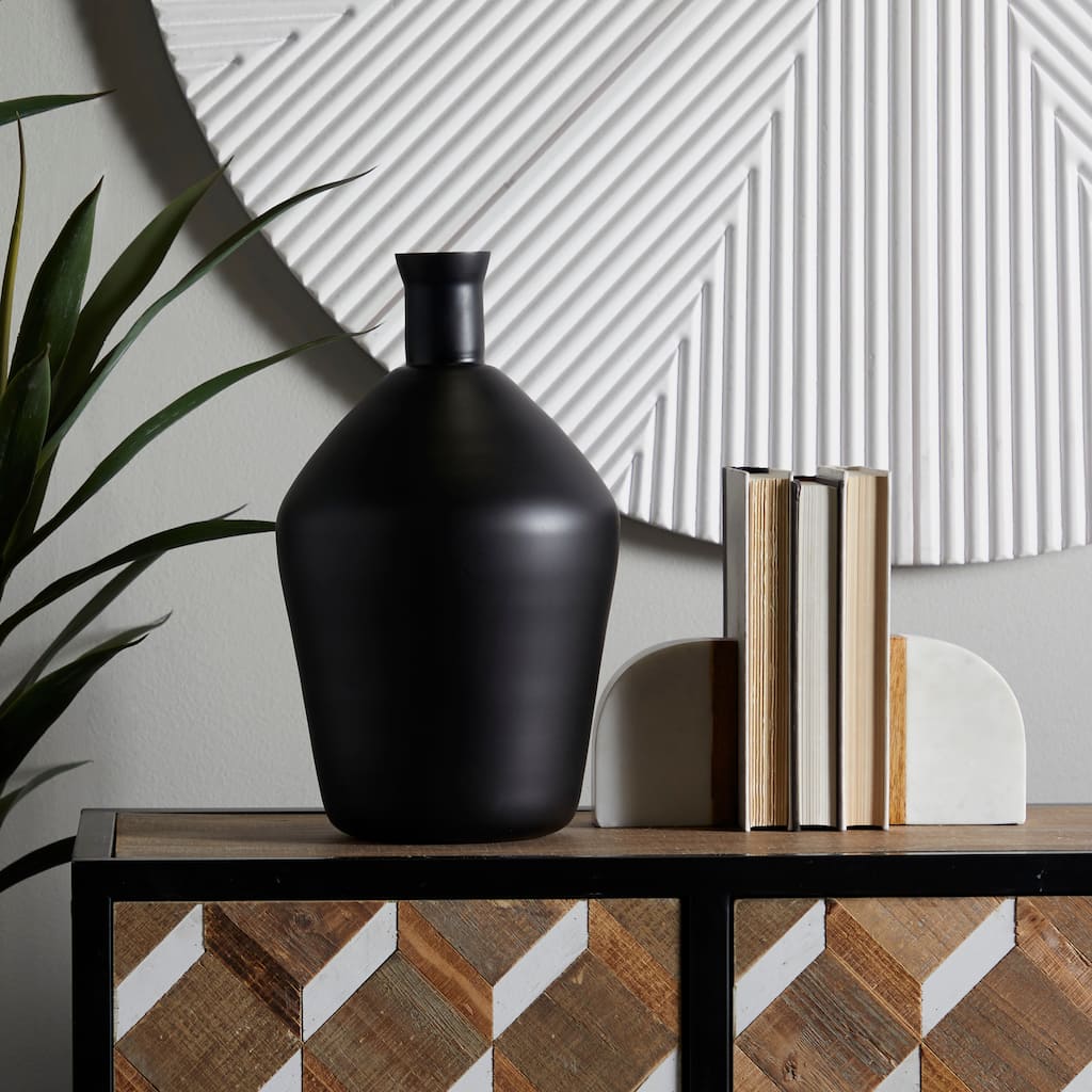 Black Glass Decorative Vase - 9"W, 15"H