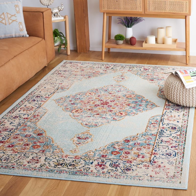 SAFAVIEH Monaco Ardath Shabby Chic Medallion Rug - 8' x 10' - Ivory/Turquoise