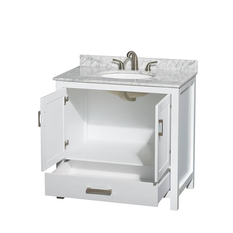 Wyndham Collection Sheffield 36" Freestanding Vanity Set with Hardwood