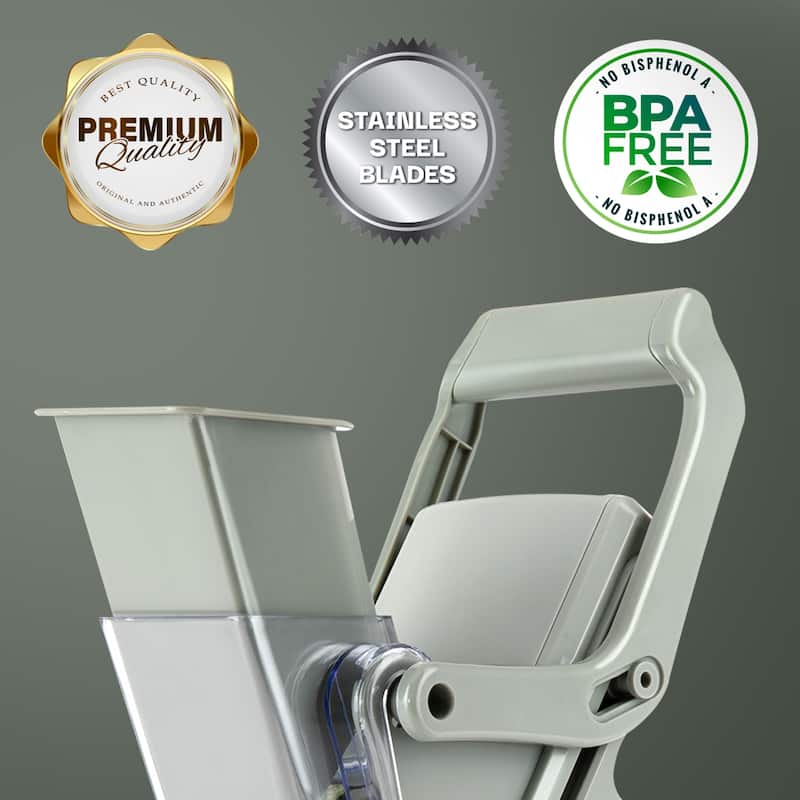 NutriSlicer Upright Mandoline Slicer - 5 Stainless Steel Blades, BPA-Free and Dishwasher Safe