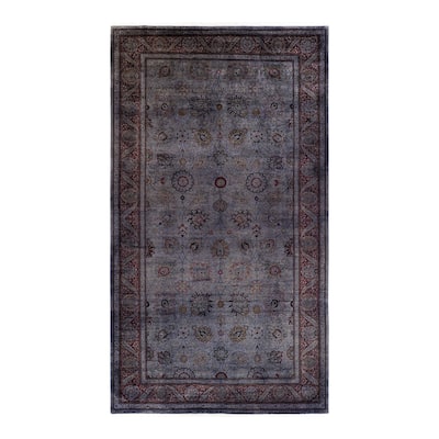 Overton Hand Knotted Wool Vintage Inspired Modern Contemporary Overdyed Gray Area Rug - 8' 2" x 14' 8"