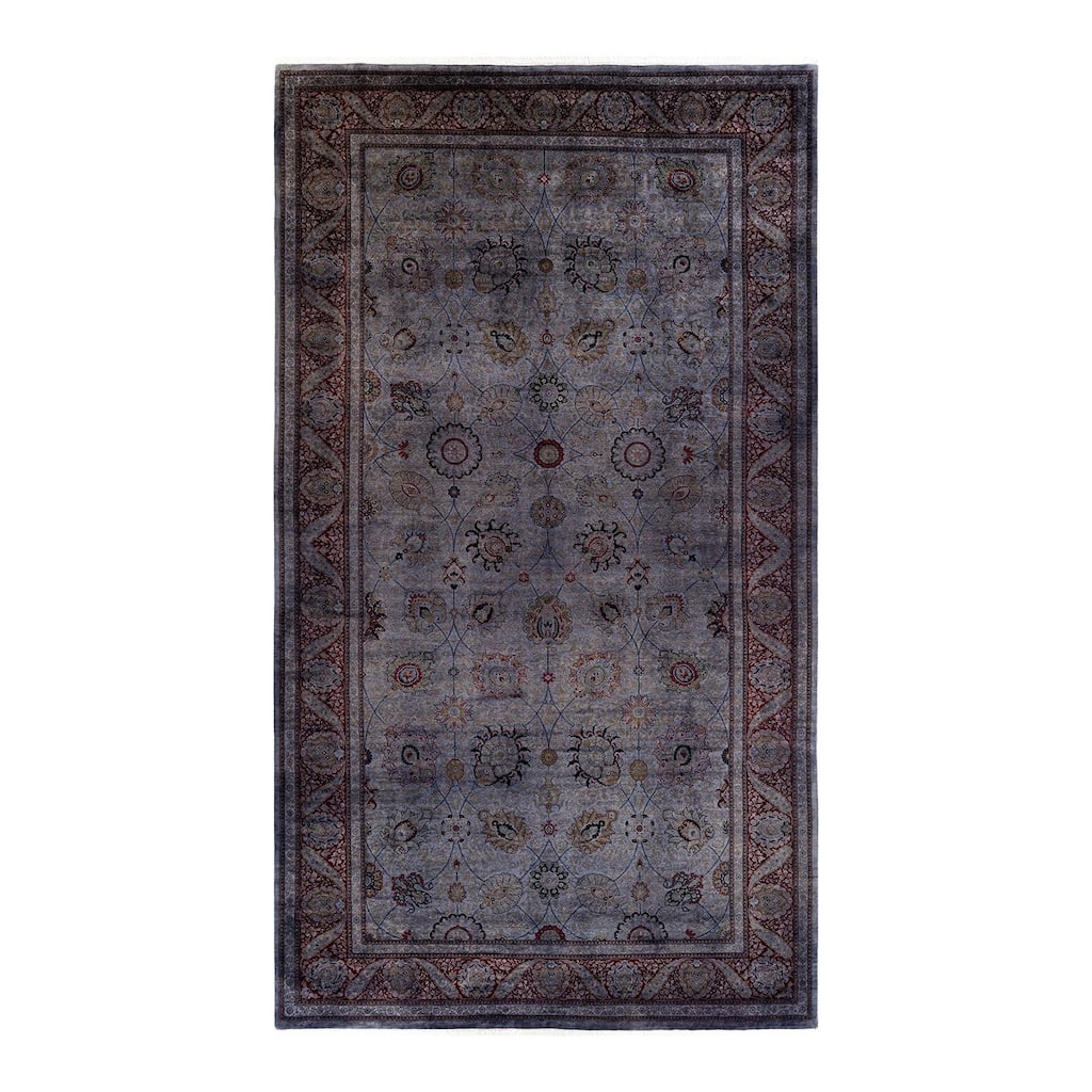 Overton Hand Knotted Wool Vintage Inspired Modern Contemporary Overdyed Gray Area Rug - 8' 2" x 14' 8"