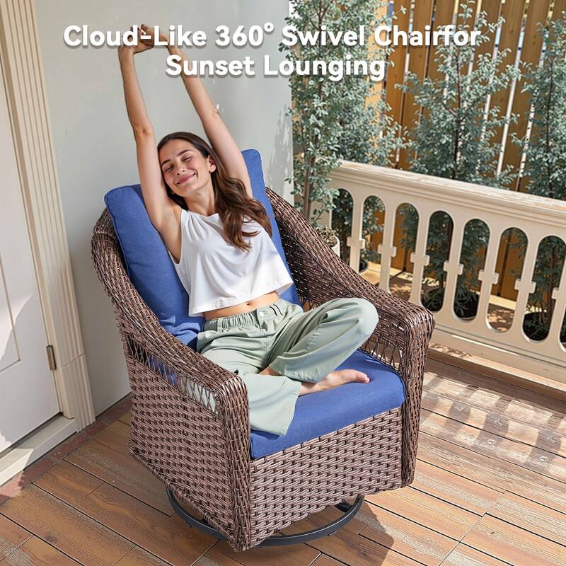 Pocassy 6 Pieces Sofa Swivel Chair Table with Ottomans