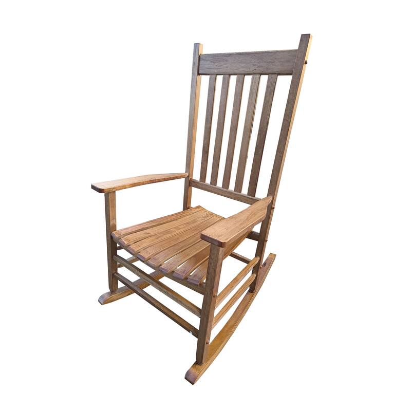 Balcony Porch Adult Rocking Chair Brown Constructed of solid hardwood,Beautifully designed with wide seat and armrest