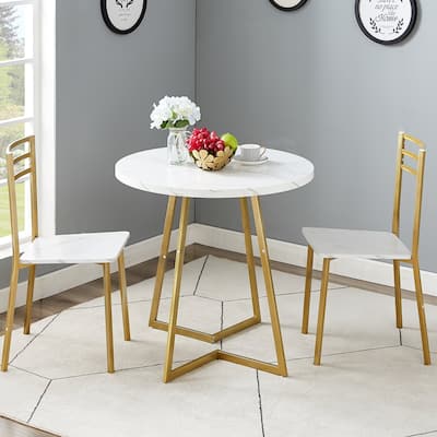 VECELO 3-Pieces Round Dining Sets for Small Spaces, Dining Table Set of 3