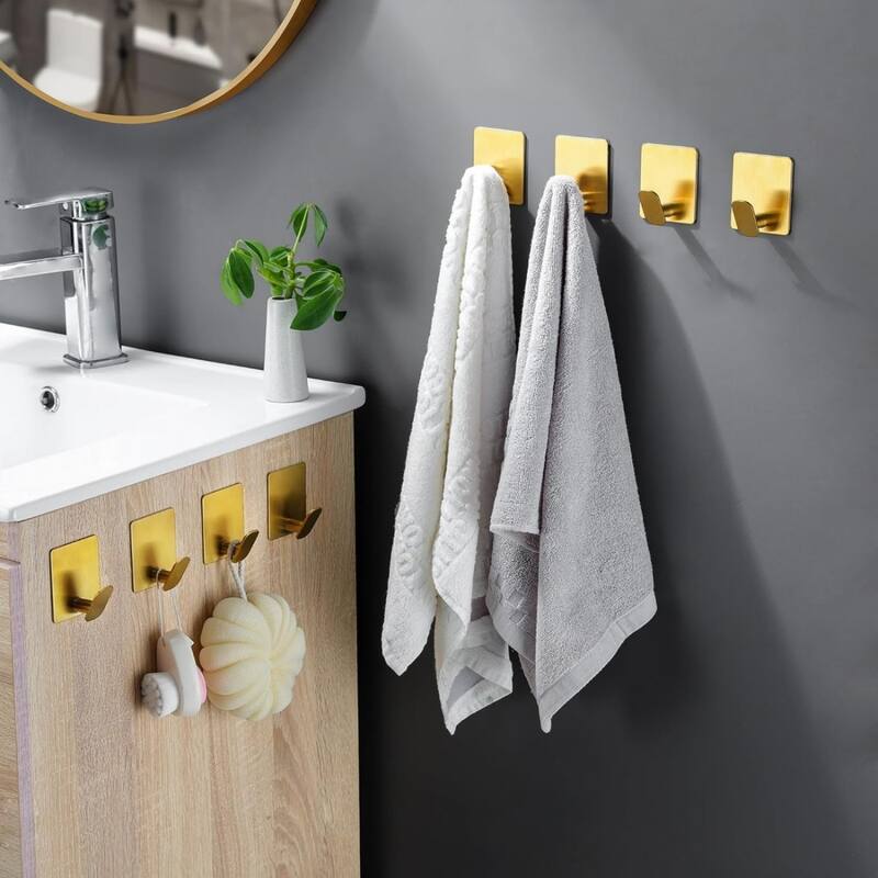 (Pack of 8) Adhesive Hooks Towel/Coat Hooks Stick to Bathroom or Kitchen