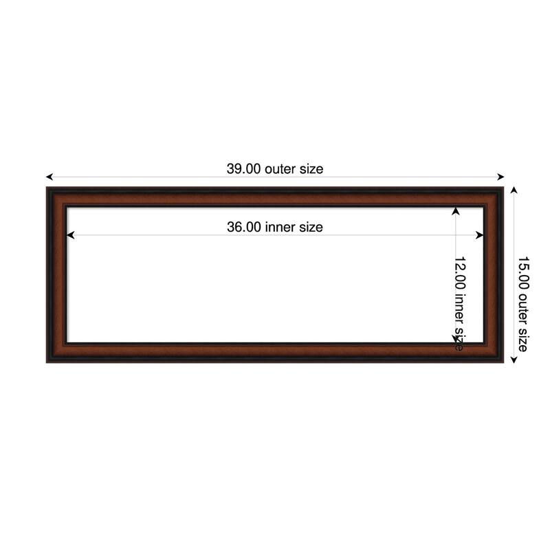 Amanti Art Cyprus Walnut Narrow Framed Dry Erase Magnetic Board - 39 x 15 in