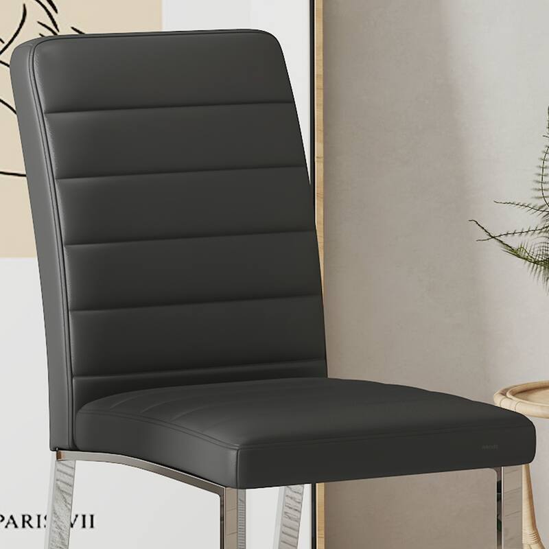 2PCS PU Dining Chairs With Iron Legs