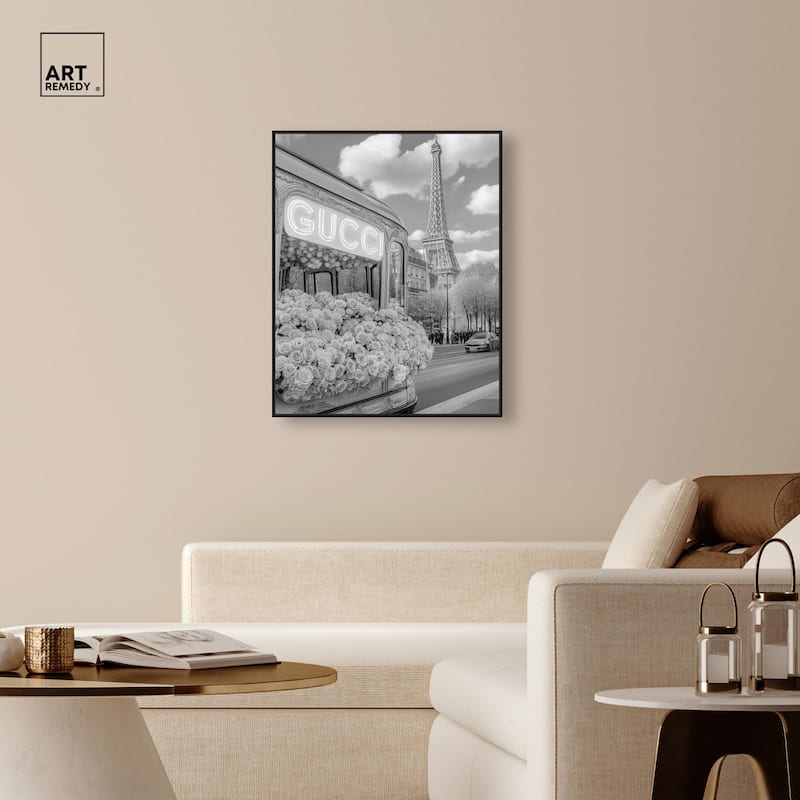 Dreamy Fashion Bus Noir Canvas by Art Remedy