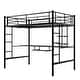 preview thumbnail 9 of 12, Full Size Loft Bed with Desk and Shelf, Space Saving Design, Black