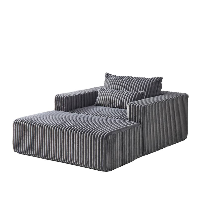 75-Inch Plush Corduroy Fabric Sofa Set with Removable Footrest for Livingroom Fluffy Modular Sleeper Sofa Chair