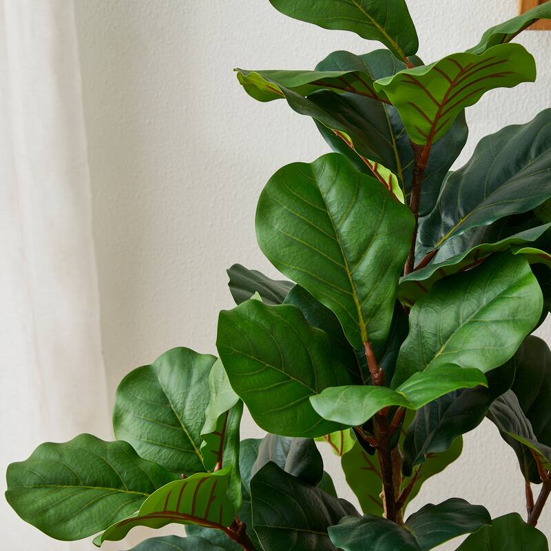 Glitzhome 3.5ft/5ft Artificial Fiddle Leaf Fig Tree Faux Plant with Pot