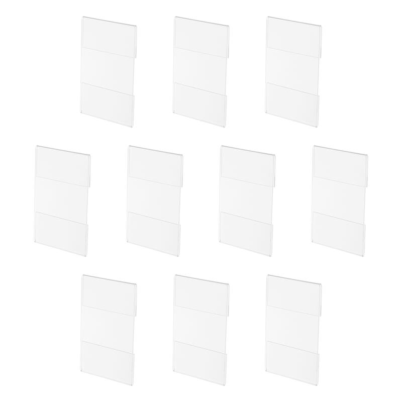 Wall Mount Price Tags Sign Holder Vertical Tagging Pack of 10 - Transparent