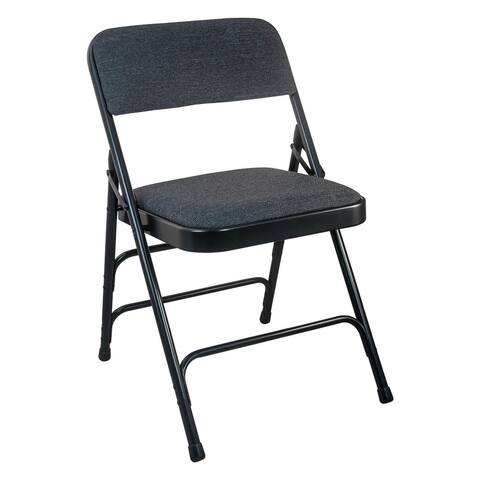 2-Pack Black Padded Metal Folding Chair - Black 1-in Fabric Seat - 18.5"W x 20"D x 30"H