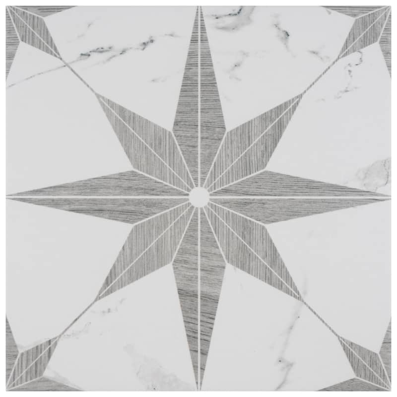 Merola Tile Llama Stella Loire Silver Smoke 9-3/4" x 9-3/4" Porcelain Floor and Wall Tile