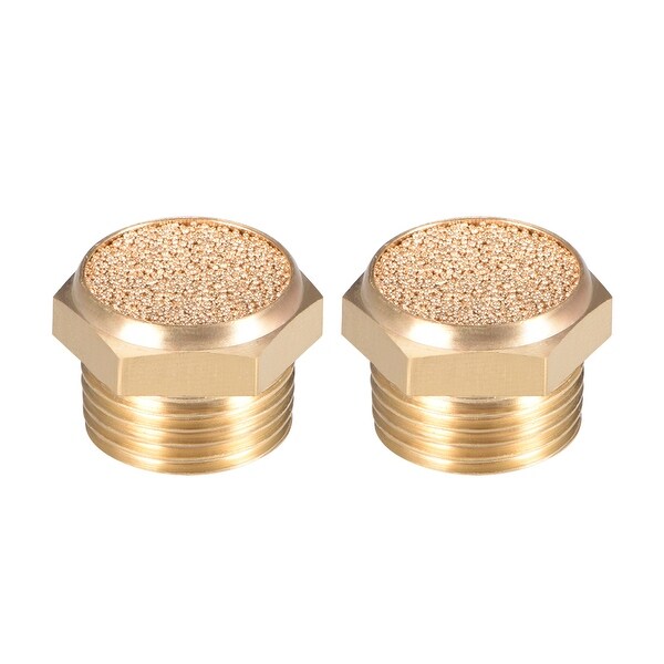 Brass Exhaust Muffler, 3/8" G Male Thread Bronze Muffler w Brass Body Flat 2pcs