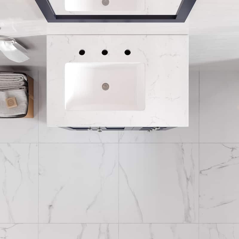 Eviva Acclaim 28 in. Bath Vanity with White Carrara Quartz Top