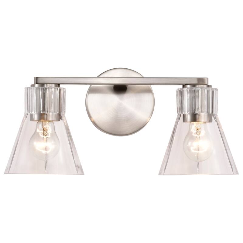 Gianna 2 Light Vanity Brushed Nickel Finish Clear Glass - Brushed Nickel