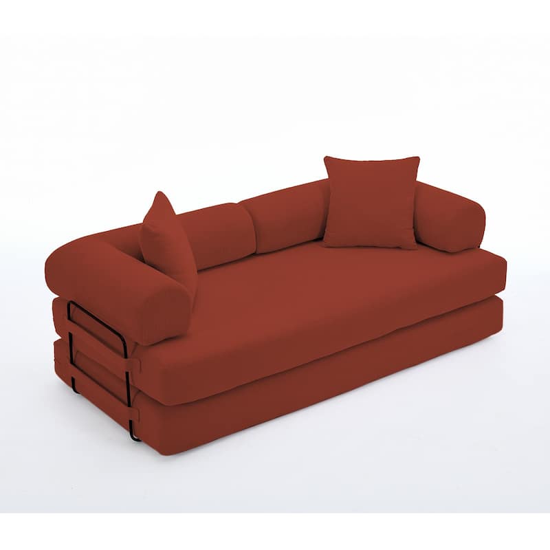Corduroy Foldable Sofa Convertible into King Floor Bed w/ Non-Slip Pad
