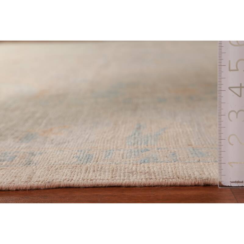 Hand Knotted Oriental 100% Wool Carpet Transitional All-Over Peach Oushak Area Rug - 12' 2'' X 9' 5''