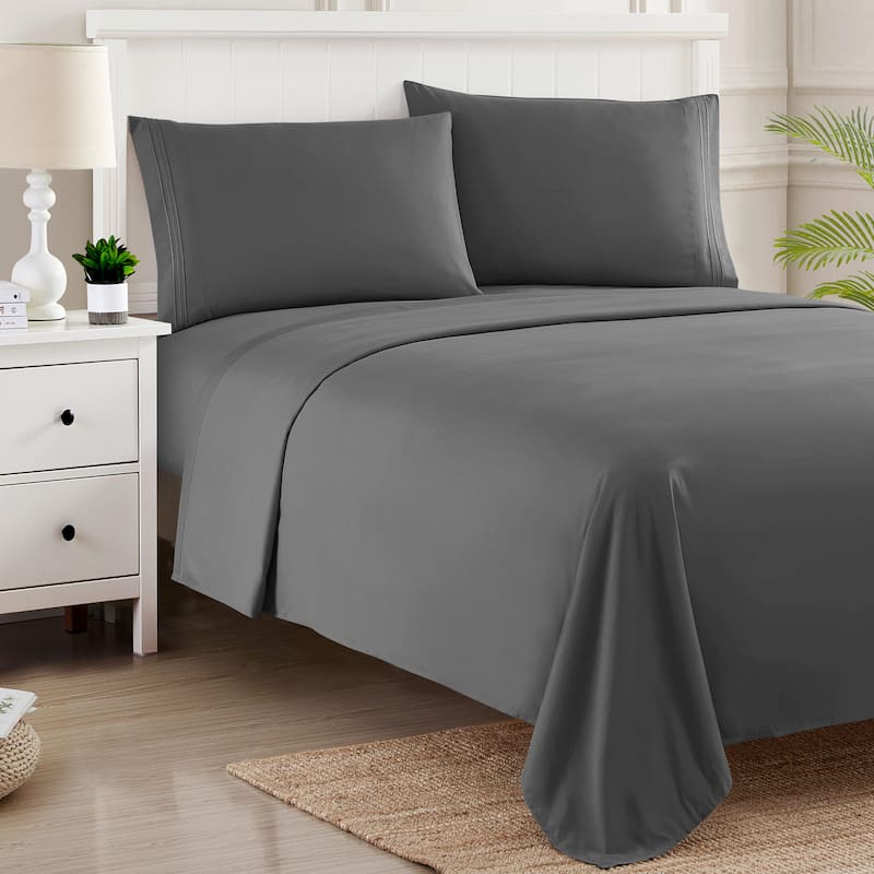 Sweet Home Collection Deep Pocket Soft Microfiber 4-Piece Solid Color Bed Sheet Set