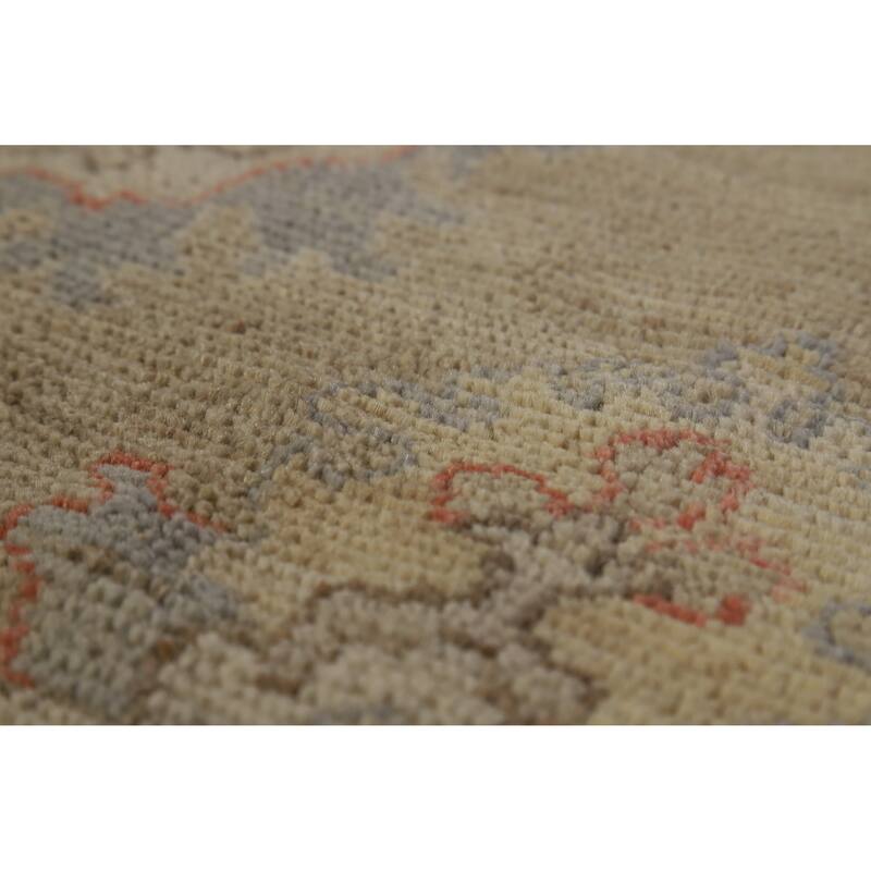 Hand Knotted Oriental 100% Wool Carpet Transitional All-Over Beige & Ivories Oushak Area Rug - 9' 0'' X 5' 10''