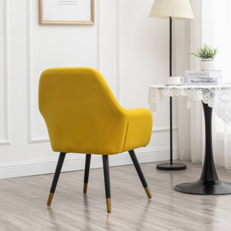 Contemporary Velvet Upholstered Accent Chair, Yellow