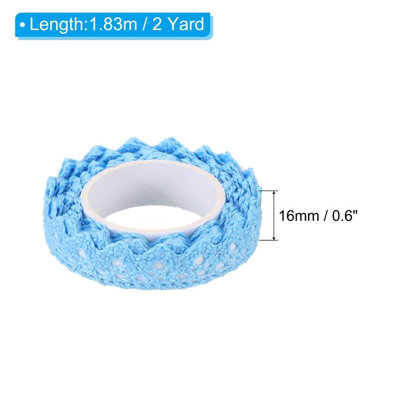 3pcs 0.6" Wide 2 Yards Self-Adhesive Lace Tape Ribbon Stickers - Sky Blue