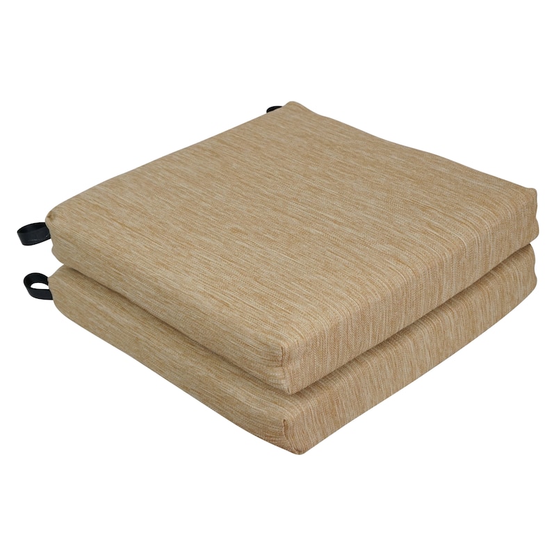 20-inch by 19-inch Premium Woven Olefin Indoor/Outdoor Chair Cushions (Set of 2) - 20 x 19 - Kissell Wheat
